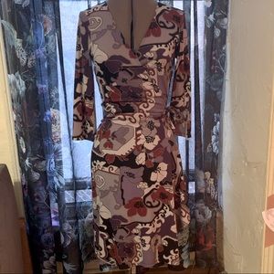 BCBG Paris Abstract Floral Wrap Dress